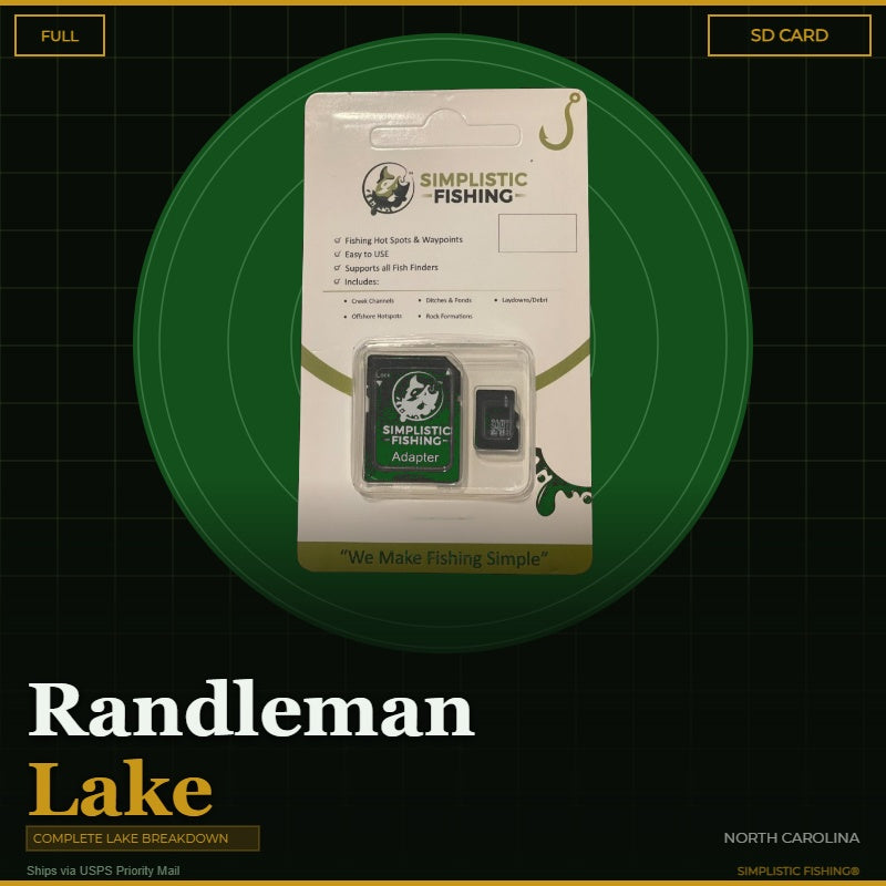 Packaging of Simplistic Fishing product with SD card on a green circle background