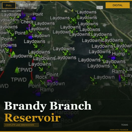 Map of Brandy Branch Reservoir with laydown points and other annotations.