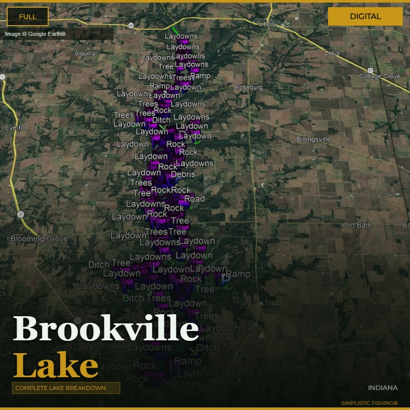 Google Earth Image with waypoint of Brookville Lake, IN. 
