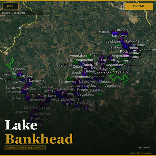 Map of Lake Bankhead with various labels and a digital overlay