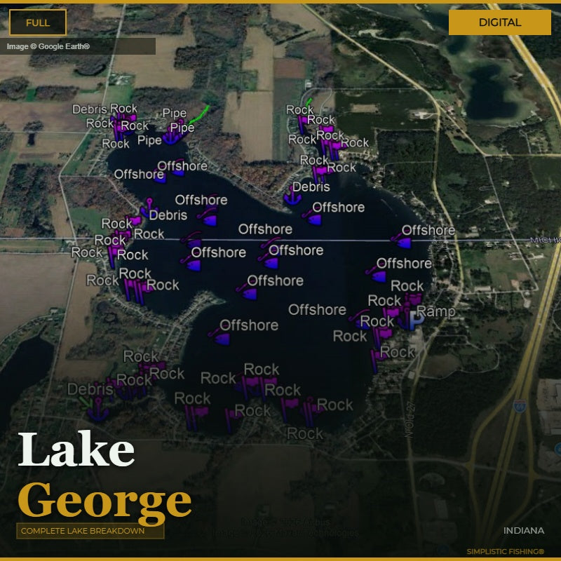 Lake George Indiana Waypoints Map 