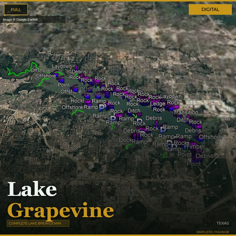 Lake Grapvine Texas Fishing Hotspot Map