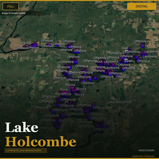 Map of Lake Holcombe with various annotations on a digital display