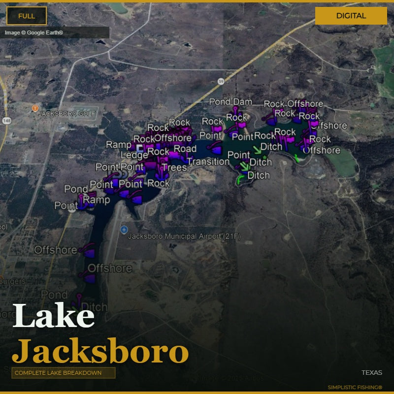 Map of Lake Jacksboro with labeled points and features