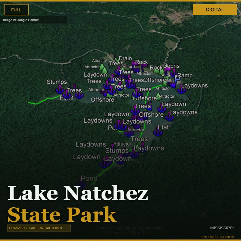 Natchez Lake - Bass Fishing Hot Spots & Waypoints