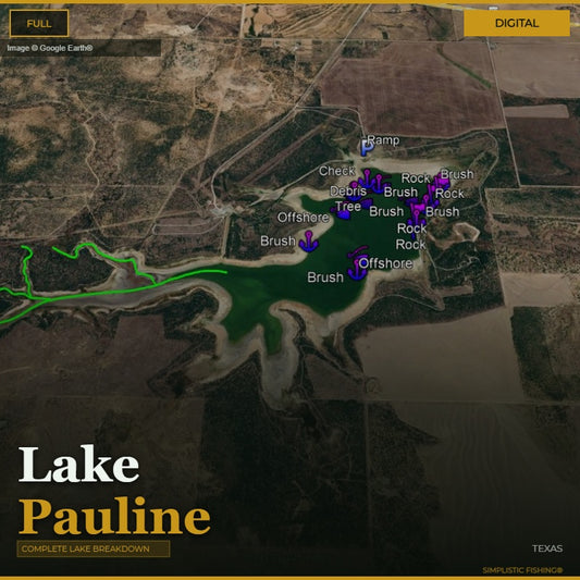 Map of Lake Pauline with labeled features and a digital overlay.