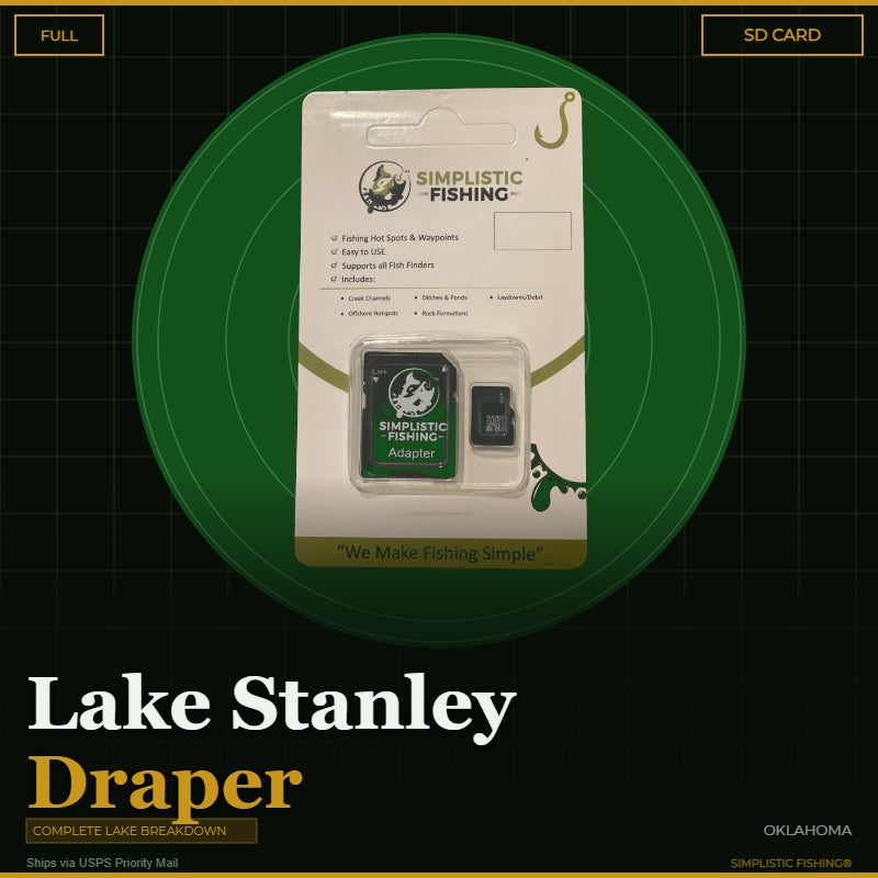 Packaged product with Simplistic Fishing branding on a green and black background