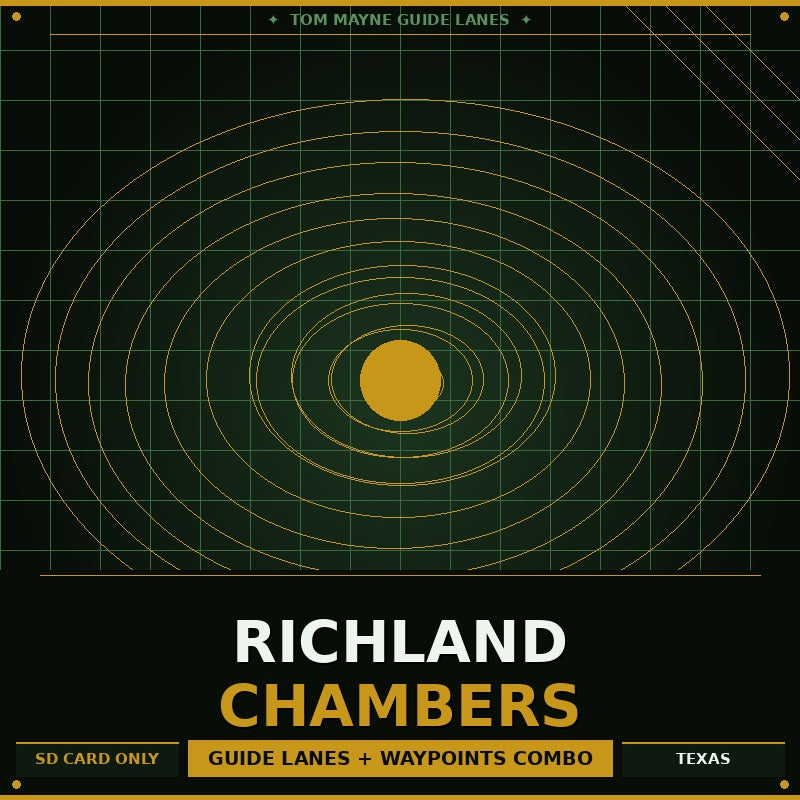 Album cover with concentric circle design and text about Richland Chambers and Tom Mayne Guide Lanes.