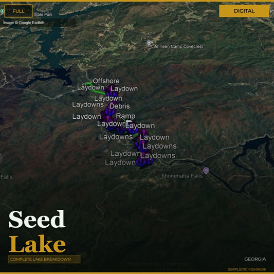 Map of Seed Lake with various laydown points marked on a digital display.