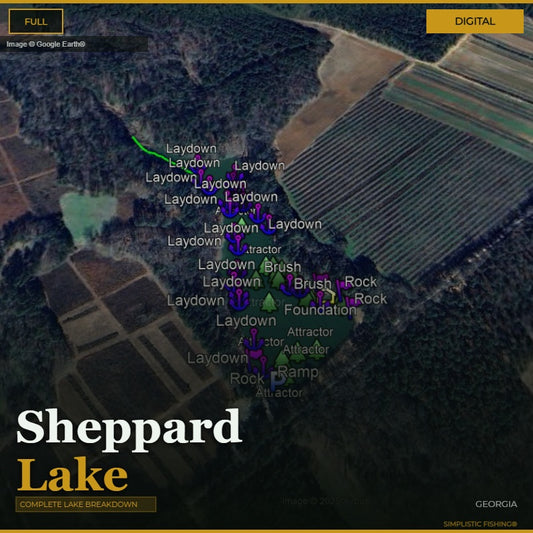Map of Sheppard Lake with various labels and markers on a digital interface.