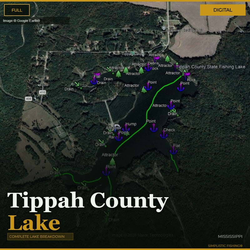 Tippah County Lake- Simplistic Fishing waypoints using Google Earth. 
