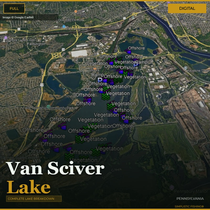 Map of Van Sciver Lake with labeled features and 'Van Sciver Lake' text overlay.